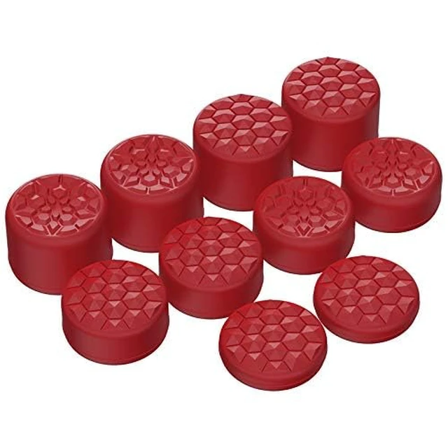Alt view image 2 of 7 - PlayVital 10-Pack Pro Thumb Grips for ps5, Edge | Ergonomic FPS Joystick Caps, 3 Height Convex & Concave | for Xbox Series X/S, Switch 2 Pro Controller | Diamond Grain & Crack Bomb Design, Passion Red