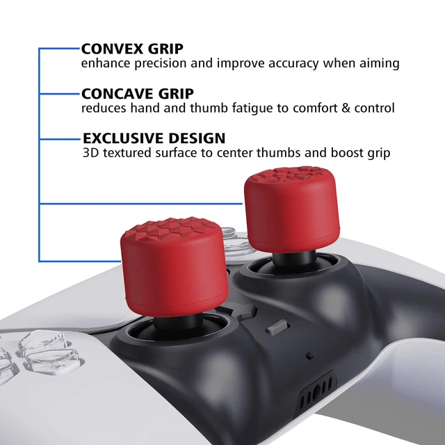 Alt view image 5 of 7 - PlayVital 10-Pack Pro Thumb Grips for ps5, Edge | Ergonomic FPS Joystick Caps, 3 Height Convex & Concave | for Xbox Series X/S, Switch 2 Pro Controller | Diamond Grain & Crack Bomb Design, Passion Red
