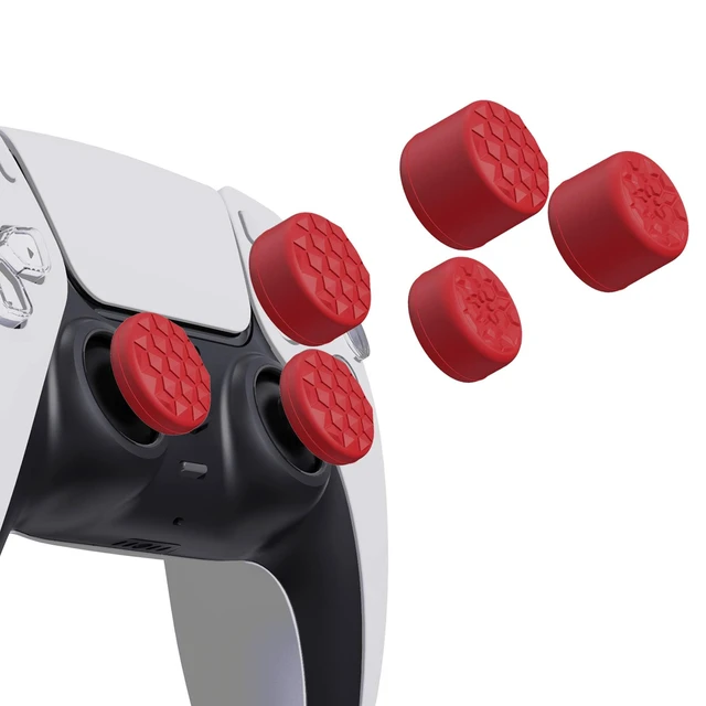 Alt view image 7 of 7 - PlayVital 10-Pack Pro Thumb Grips for ps5, Edge | Ergonomic FPS Joystick Caps, 3 Height Convex & Concave | for Xbox Series X/S, Switch 2 Pro Controller | Diamond Grain & Crack Bomb Design, Passion Red