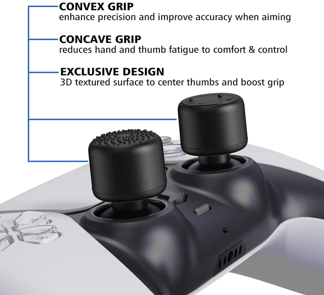 Alt view image 4 of 7 - PlayVital 10-Pack Pro Thumb Grips for Xbox Series X/S, One/Elite | Ergonomic FPS Joystick Caps, 3 Height Convex & Concave | for ps5, Edge, Switch 2 Pro Controller | Raised Dots & Studded Design, Black