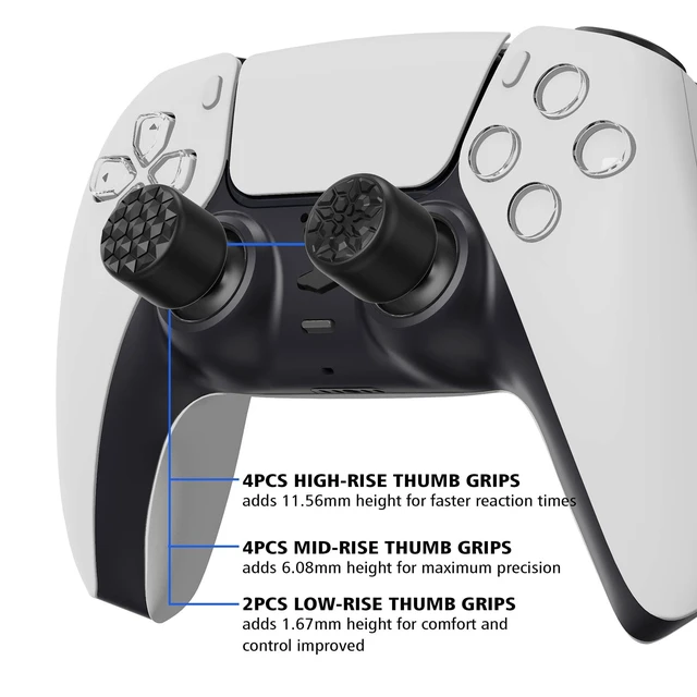 Alt view image 4 of 7 - PlayVital 10-Pack Pro Thumb Grips for ps5, Edge | Ergonomic FPS Joystick Caps, 3 Height Convex & Concave | for Xbox Series X/S, Switch 2 Pro Controller | Diamond Grain & Crack Bomb Design, Black