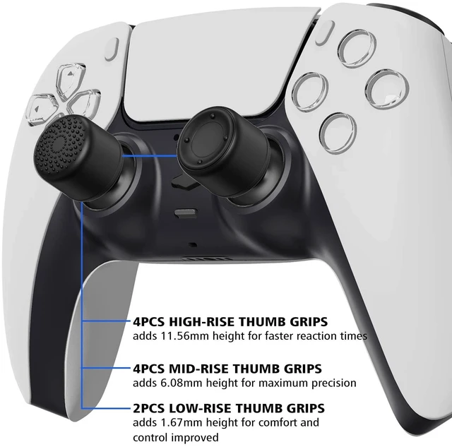 Alt view image 3 of 7 - PlayVital 10-Pack Pro Thumb Grips for Xbox Series X/S, One/Elite | Ergonomic FPS Joystick Caps, 3 Height Convex & Concave | for ps5, Edge, Switch 2 Pro Controller | Raised Dots & Studded Design, Black
