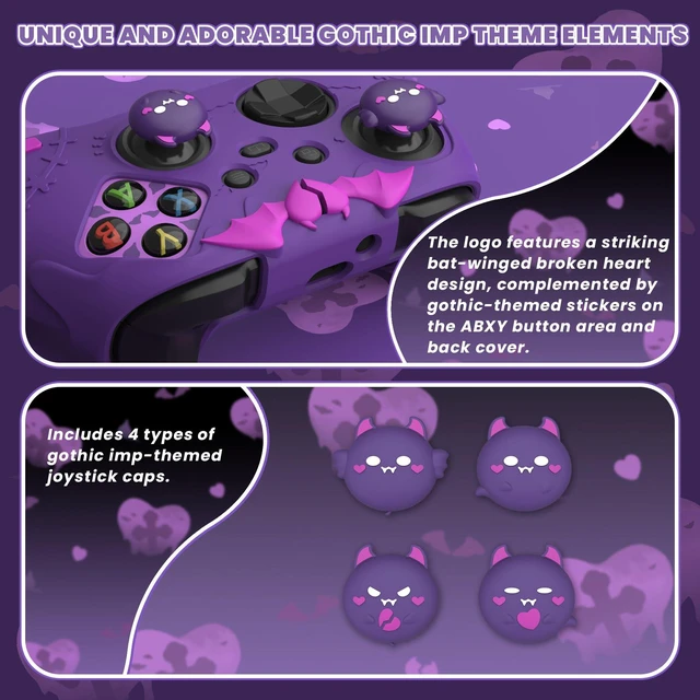 Alt view image 3 of 7 - PlayVital Gothic Imp Series Cute Silicone Skin for Xbox Series X & S Controller, Anti-Slip Grip Silicone Cover, Protective Case for Xbox Core Controller with Thumb Grips, Purple