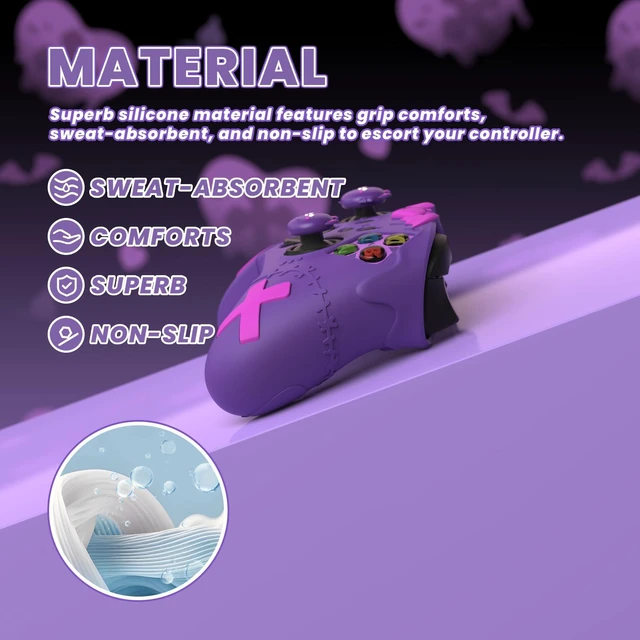 Alt view image 4 of 7 - PlayVital Gothic Imp Series Cute Silicone Skin for Xbox Series X & S Controller, Anti-Slip Grip Silicone Cover, Protective Case for Xbox Core Controller with Thumb Grips, Purple