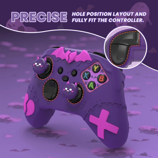 Alt view image 5 of 7 - PlayVital Gothic Imp Series Cute Silicone Skin for Xbox Series X & S Controller, Anti-Slip Grip Silicone Cover, Protective Case for Xbox Core Controller with Thumb Grips, Purple
