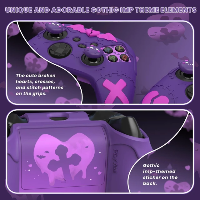 Alt view image 6 of 7 - PlayVital Gothic Imp Series Cute Silicone Skin for Xbox Series X & S Controller, Anti-Slip Grip Silicone Cover, Protective Case for Xbox Core Controller with Thumb Grips, Purple