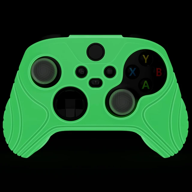 Alt view image 5 of 7 - PlayVital Glow in Dark Green Samurai Edition Anti-slip Controller Grip Silicone Skin for Xbox Core Controller, Ergonomic Protective Case Cover for Xbox Series S/X Controller w/Thumb Grips