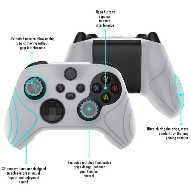 Alt view image 3 of 7 - PlayVital Glow in Dark Green Samurai Edition Anti-slip Controller Grip Silicone Skin for Xbox Core Controller, Ergonomic Protective Case Cover for Xbox Series S/X Controller w/Thumb Grips