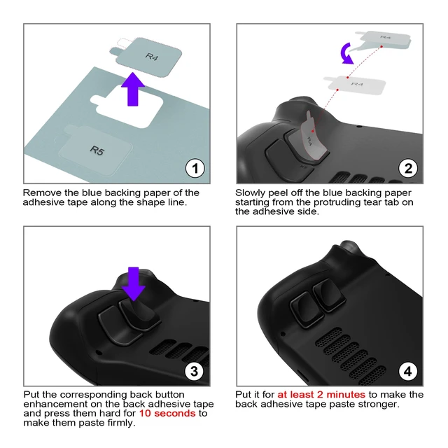 Alt view image 7 of 7 - PlayVital Design for Steam Deck Back Buttons & Shoulder Buttons Trigger Enhancement Set, LR Increaser Trigger Grip + Back Button Improvement Accessories for Steam Deck OLED & LCD - Purple