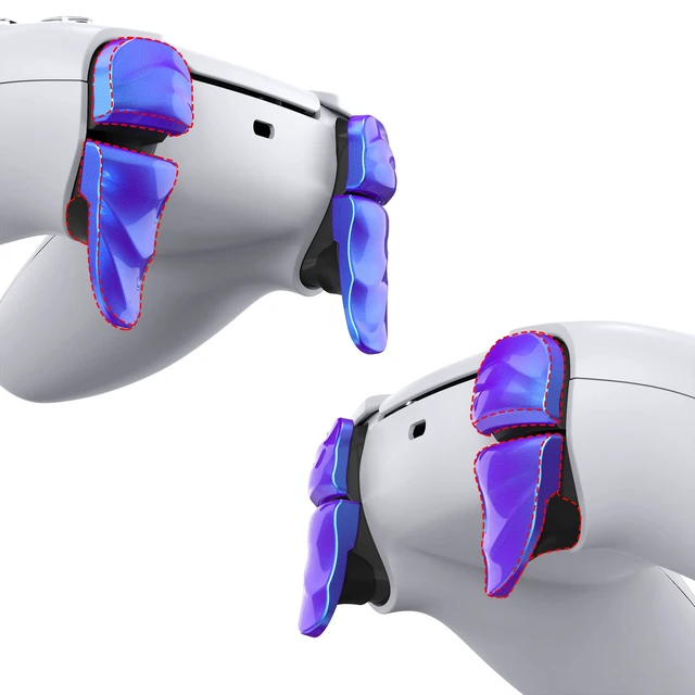Main image of PlayVital Dune 2 Pairs Trigger Stop Shoulder Buttons Extension Kit for ps5 Controller, Stopper Bumper Trigger Extenders for PS Portal, Game Improvement Adjusters for ps5 Edge - Chameleon Purple Blue