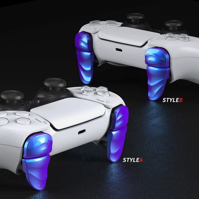 Alt view image 5 of 7 - PlayVital Dune 2 Pairs Trigger Stop Shoulder Buttons Extension Kit for ps5 Controller, Stopper Bumper Trigger Extenders for PS Portal, Game Improvement Adjusters for ps5 Edge - Chameleon Purple Blue