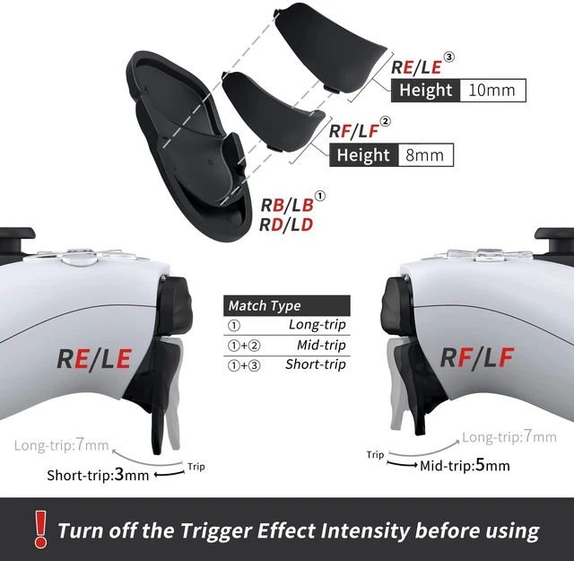 Alt view image 4 of 7 - PlayVital Dune 2 Pairs Trigger Stop Shoulder Buttons Extension Kit for ps5 Controller, Stopper Bumper Trigger Extenders for PS Portal, Game Improvement Adjusters for ps5 Edge - Black