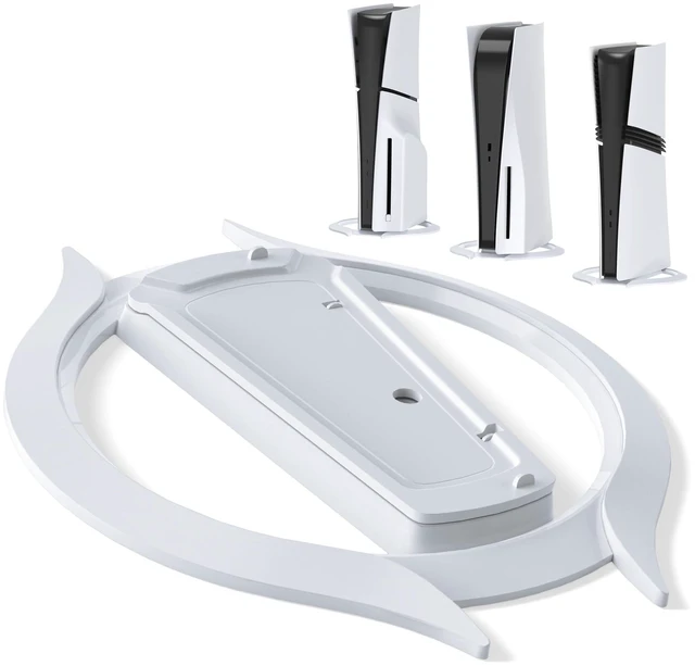 Main image of playvital Vertical Stand for ps5/Slim/Pro/Standard Console Disc & Digital, Space-Saving Holder Base Accessories for ps5/Pro/Slim with Anti-Slip Pads, Enhanced Stability - White