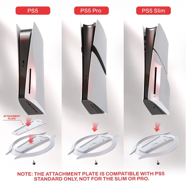 Alt view image 2 of 7 - playvital Vertical Stand for ps5/Slim/Pro/Standard Console Disc & Digital, Space-Saving Holder Base Accessories for ps5/Pro/Slim with Anti-Slip Pads, Enhanced Stability - White