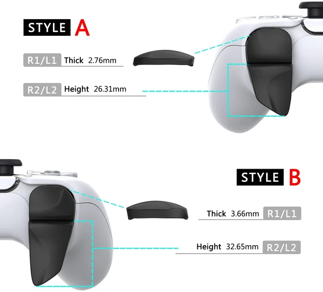 Alt view image 3 of 7 - PlayVital Blade 2 Pairs Shoulder Buttons Extension Triggers for ps5 Controller, Game Improvement Adjusters for PS Portal Remote Player, Bumper Trigger Extenders for ps5 Edge Controller - Black