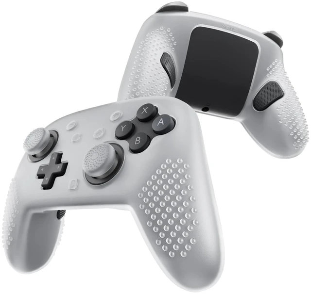 Main image of PlayVital Silicone Cover Skin for Nintendo Switch 2 Pro Controller 3D Studded Edition Anti-Slip Grip Protector Case for Switch 2 Pro with Back Button Cap & Thumb Grips - Clear White