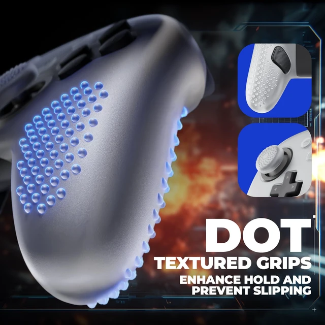 Alt view image 3 of 7 - PlayVital Silicone Cover Skin for Nintendo Switch 2 Pro Controller 3D Studded Edition Anti-Slip Grip Protector Case for Switch 2 Pro with Back Button Cap & Thumb Grips - Clear White
