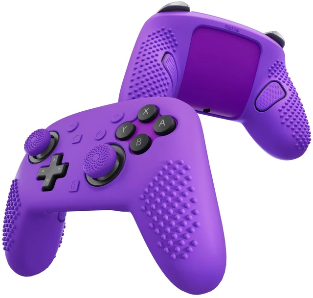 Main image of PlayVital Silicone Cover Skin for Nintendo Switch 2 Pro Controller 3D Studded Edition Anti-Slip Grip Protector Case for Switch 2 Pro with Back Button Cap, Thumb Grips & Sticker - Purple
