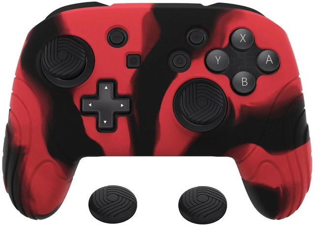 Main image of PlayVital Samurai Edition Ergonomic Silicone Skin Protective Case for Nintendo Switch Pro Controller, Soft Anti-slip Controller Grip Protector for Nintendo Switch Pro with Thumb Grip Caps- Black & Red