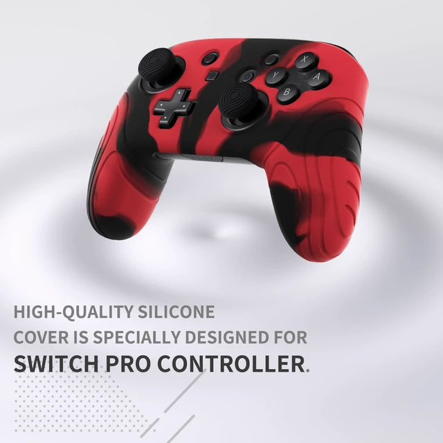 Alt view image 3 of 7 - PlayVital Samurai Edition Ergonomic Silicone Skin Protective Case for Nintendo Switch Pro Controller, Soft Anti-slip Controller Grip Protector for Nintendo Switch Pro with Thumb Grip Caps- Black & Red