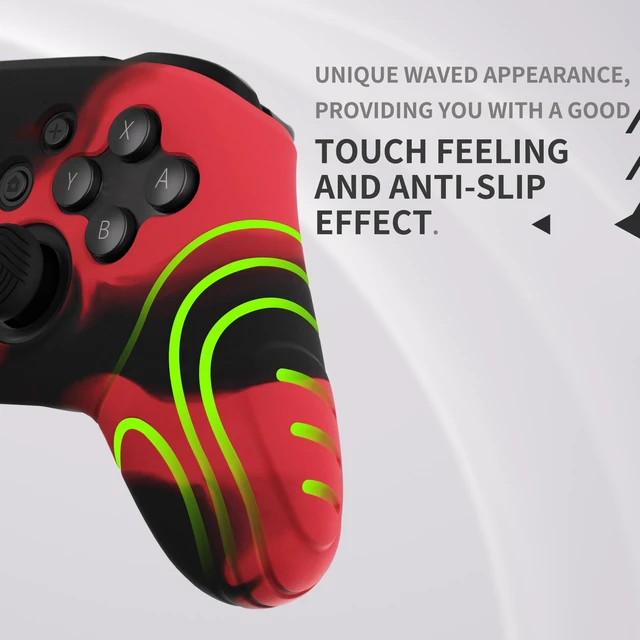 Alt view image 4 of 7 - PlayVital Samurai Edition Ergonomic Silicone Skin Protective Case for Nintendo Switch Pro Controller, Soft Anti-slip Controller Grip Protector for Nintendo Switch Pro with Thumb Grip Caps- Black & Red