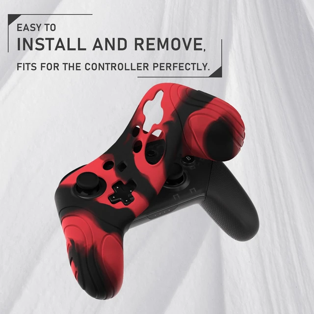 Alt view image 5 of 7 - PlayVital Samurai Edition Ergonomic Silicone Skin Protective Case for Nintendo Switch Pro Controller, Soft Anti-slip Controller Grip Protector for Nintendo Switch Pro with Thumb Grip Caps- Black & Red