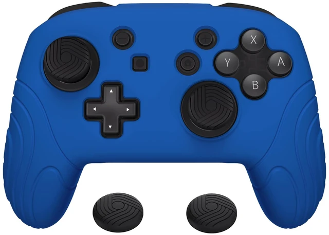 Main image of PlayVital Samurai Edition Ergonomic Silicone Skin Protective Case for Nintendo Switch Pro Controller, Soft Anti-slip Controller Grip Protector for Nintendo Switch Pro with Thumb Grip Caps - Blue