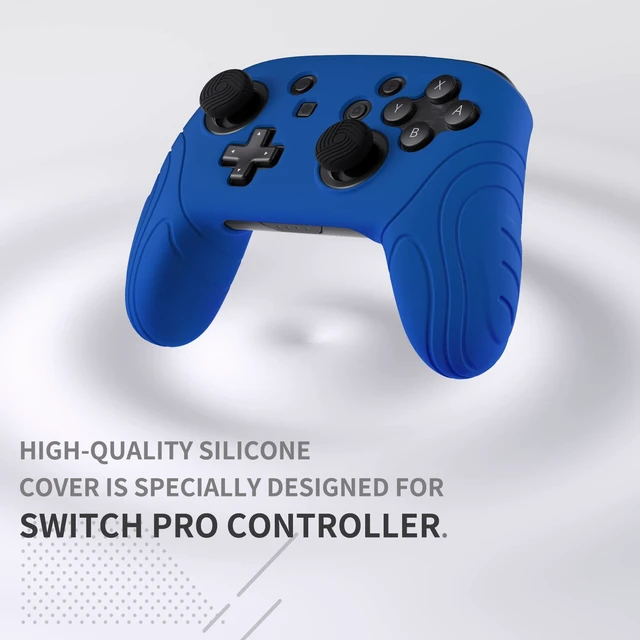 Alt view image 3 of 7 - PlayVital Samurai Edition Ergonomic Silicone Skin Protective Case for Nintendo Switch Pro Controller, Soft Anti-slip Controller Grip Protector for Nintendo Switch Pro with Thumb Grip Caps - Blue