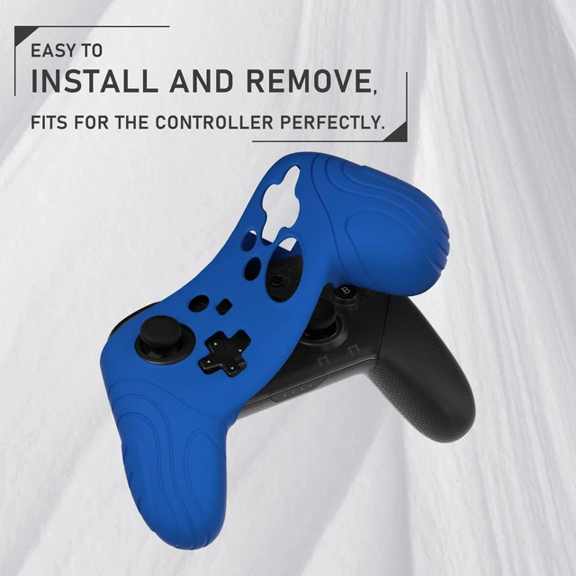 Alt view image 5 of 7 - PlayVital Samurai Edition Ergonomic Silicone Skin Protective Case for Nintendo Switch Pro Controller, Soft Anti-slip Controller Grip Protector for Nintendo Switch Pro with Thumb Grip Caps - Blue