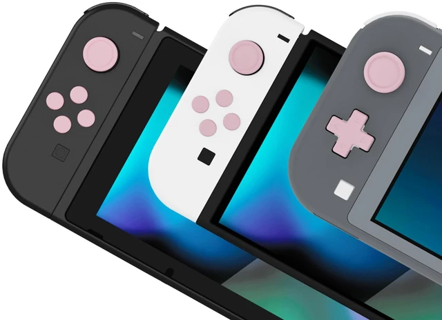 Alt view image 5 of 7 - PlayVital Silicone Button Covers & Thumb Grip Set for Nintendo Switch/OLED | ABXY Directional Key Button Caps for Nintendo Switch/OLED/Lite with Switch Lite D-Pad Button Cap, Pink