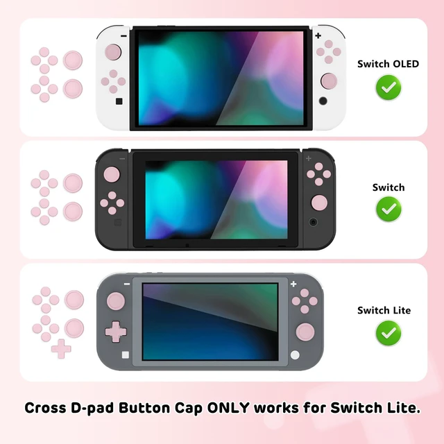 Alt view image 3 of 7 - PlayVital Silicone Button Covers & Thumb Grip Set for Nintendo Switch/OLED | ABXY Directional Key Button Caps for Nintendo Switch/OLED/Lite with Switch Lite D-Pad Button Cap, Pink