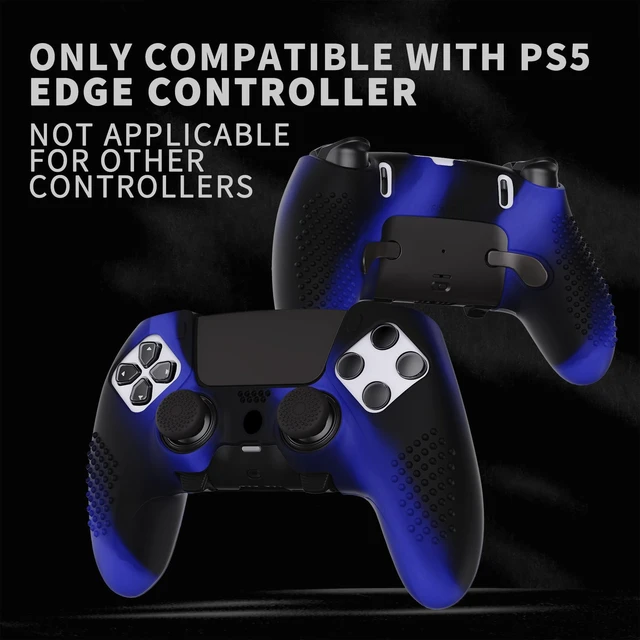 Alt view image 2 of 7 - PlayVital 3D Studded Edition Anti-Slip Silicone Cover Case for ps5 Edge Controller, Soft Rubber Protector Skin for ps5 Edge Wireless Controller with 6 Thumb Grip Caps - Blue & Black
