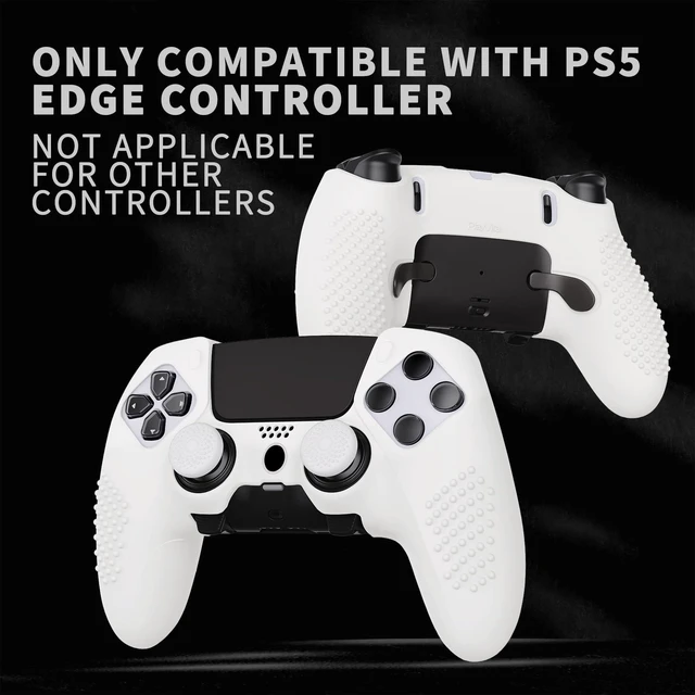 Alt view image 3 of 7 - PlayVital 3D Studded Edition Anti-Slip Silicone Cover Case for ps5 Edge Controller, Soft Rubber Protector Skin for ps5 Edge Wireless Controller with 6 Thumb Grip Caps - White