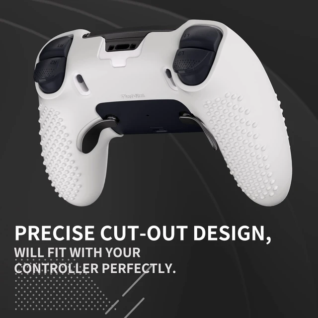 Alt view image 6 of 7 - PlayVital 3D Studded Edition Anti-Slip Silicone Cover Case for ps5 Edge Controller, Soft Rubber Protector Skin for ps5 Edge Wireless Controller with 6 Thumb Grip Caps - White