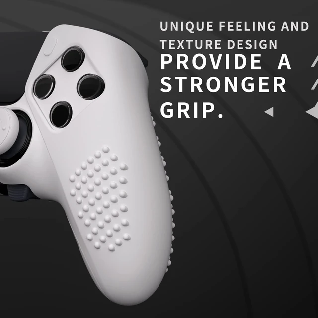 Alt view image 5 of 7 - PlayVital 3D Studded Edition Anti-Slip Silicone Cover Case for ps5 Edge Controller, Soft Rubber Protector Skin for ps5 Edge Wireless Controller with 6 Thumb Grip Caps - White