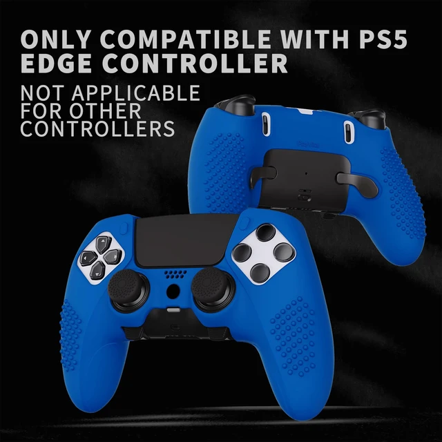 Alt view image 3 of 7 - PlayVital 3D Studded Edition Anti-Slip Silicone Cover Case for ps5 Edge Controller, Soft Rubber Protector Skin for ps5 Edge Wireless Controller with 6 Thumb Grip Caps - Blue