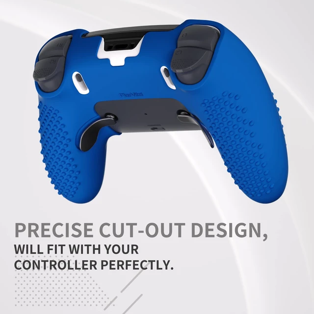 Alt view image 5 of 7 - PlayVital 3D Studded Edition Anti-Slip Silicone Cover Case for ps5 Edge Controller, Soft Rubber Protector Skin for ps5 Edge Wireless Controller with 6 Thumb Grip Caps - Blue