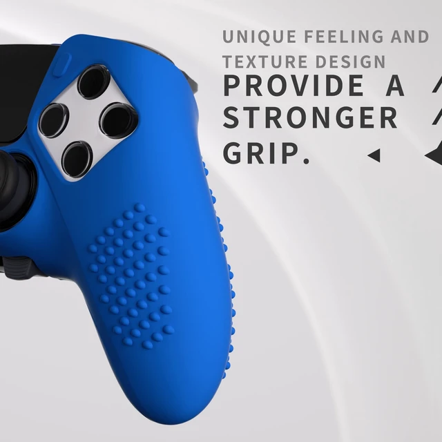 Alt view image 6 of 7 - PlayVital 3D Studded Edition Anti-Slip Silicone Cover Case for ps5 Edge Controller, Soft Rubber Protector Skin for ps5 Edge Wireless Controller with 6 Thumb Grip Caps - Blue