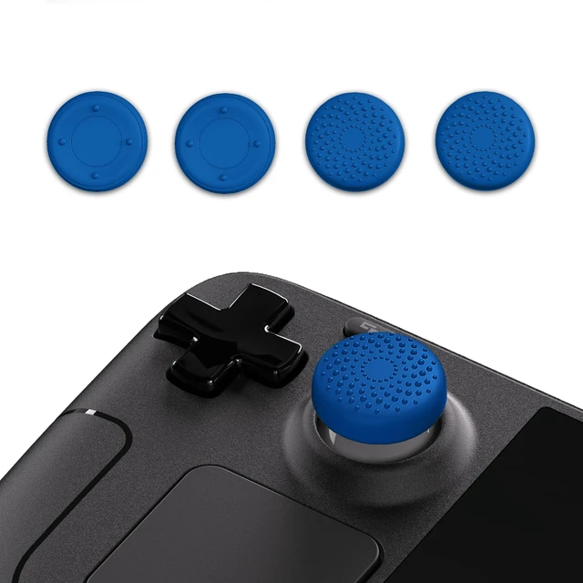 Alt view image 2 of 7 - PlayVital Thumb Grip Caps for Steam Deck LCD, Silicone Thumbsticks Grips Joystick Caps for Steam Deck OLED - Raised Dots & Studded Design Blue