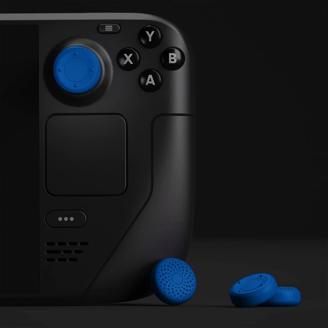 Alt view image 5 of 7 - PlayVital Thumb Grip Caps for Steam Deck LCD, Silicone Thumbsticks Grips Joystick Caps for Steam Deck OLED - Raised Dots & Studded Design Blue