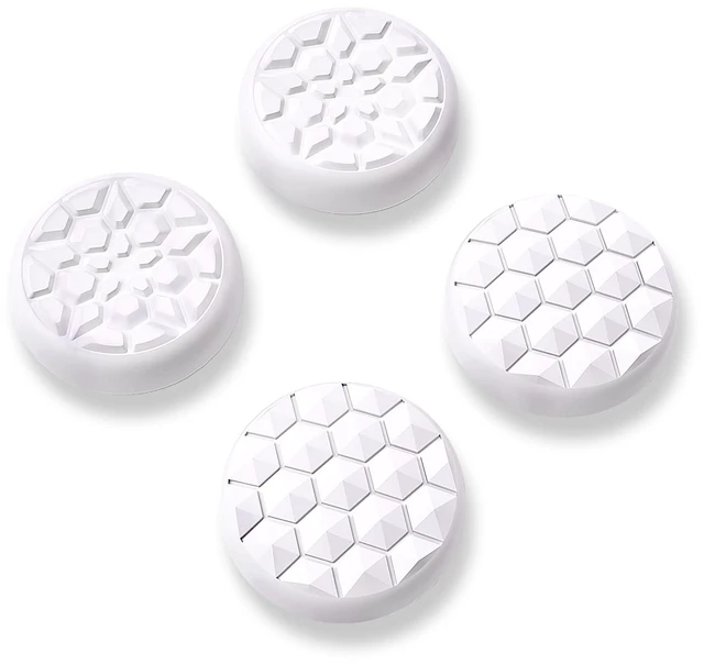 Main image of PlayVital Thumb Grip Caps for Steam Deck LCD, Silicone Thumbsticks Grips Joystick Caps for Steam Deck OLED - Diamond Grain & Crack Bomb Design White