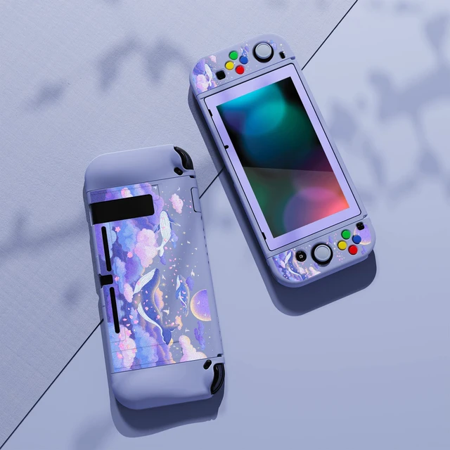 Alt view image 4 of 7 - PlayVital ZealProtect Soft Protective Case for Nintendo Switch, Flexible Cover Protector for Switch with Screen Protector & Thumb Grip Caps & ABXY Direction Button Caps - Whale in Dream