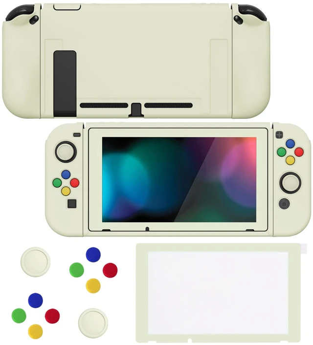 Main image of PlayVital ZealProtect Soft Protective Case for Nintendo Switch, Flexible Cover Protector for Switch with Tempered Glass Screen Protector & Thumb Grip Caps & ABXY Direction Button Caps - Antique Yellow