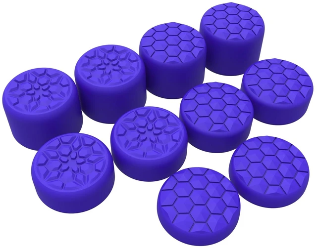 Main image of PlayVital Quantum Pro Thumb Grips for Nintendo Switch 2, Ergonomic FPS Joystick Caps Cover for Joycon 2 - with 3 Height Convex and Concave - Diamond Grain & Crack Bomb Design | Purple (10-Pack)
