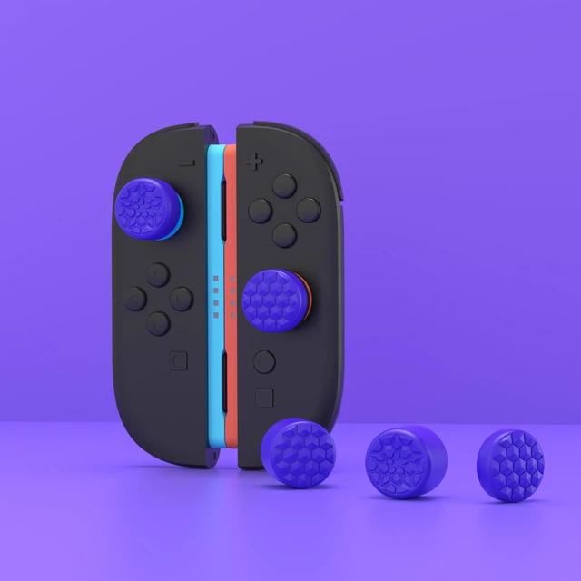 Alt view image 5 of 7 - PlayVital Quantum Pro Thumb Grips for Nintendo Switch 2, Ergonomic FPS Joystick Caps Cover for Joycon 2 - with 3 Height Convex and Concave - Diamond Grain & Crack Bomb Design | Purple (10-Pack)
