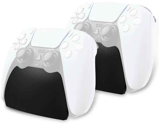 Main image of PlayVital 2 Pack Controller Display Stand for ps5, Gamepad Stand Desk Holder for ps5 Controller Accessories with Rubber Pads, Solid Black