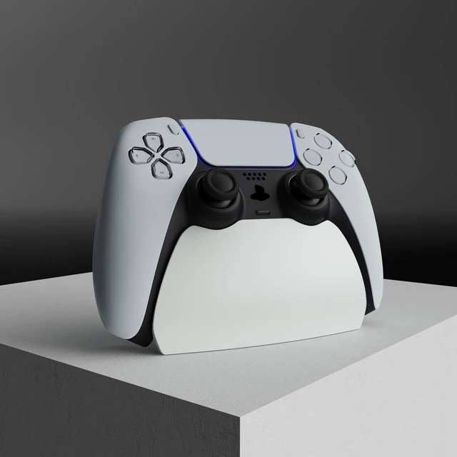 Alt view image 4 of 7 - playvital White Controller Display Stand for ps5, Gamepad Accessories Desk Holder for ps5 Controller with Rubber Pads
