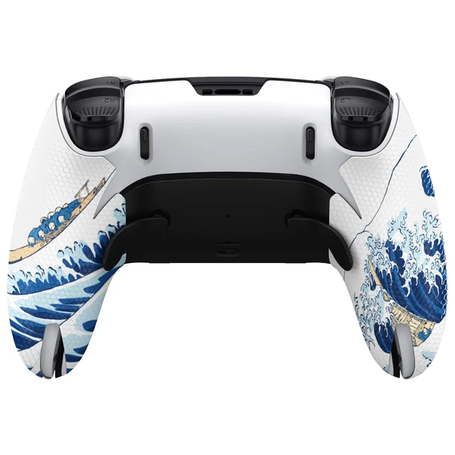 Alt view image 2 of 7 - playvital Anti-Skid Sweat-Absorbent Controller Grip for ps5 Edge Wireless Controller, Textured Soft PU Handle Grips Anti Sweat Protector for ps5 Edge Controller - The Great Wave off Kanagawa