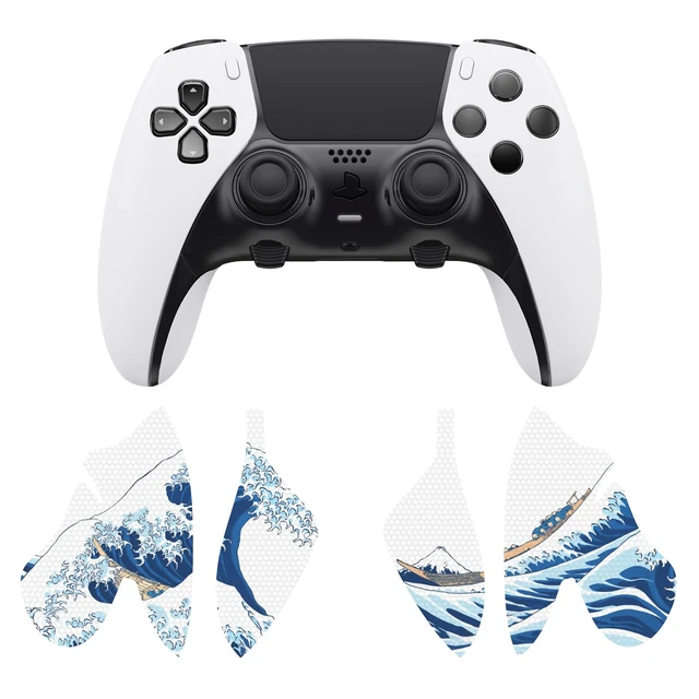 Alt view image 7 of 7 - playvital Anti-Skid Sweat-Absorbent Controller Grip for ps5 Edge Wireless Controller, Textured Soft PU Handle Grips Anti Sweat Protector for ps5 Edge Controller - The Great Wave off Kanagawa