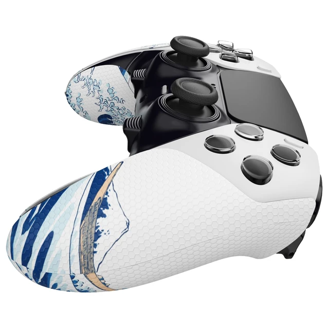 Alt view image 6 of 7 - playvital Anti-Skid Sweat-Absorbent Controller Grip for ps5 Edge Wireless Controller, Textured Soft PU Handle Grips Anti Sweat Protector for ps5 Edge Controller - The Great Wave off Kanagawa